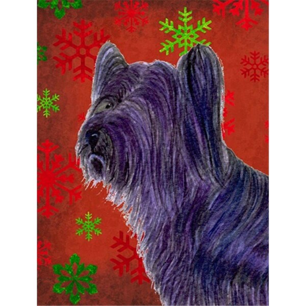 Patioplus 11 x 15 in. Skye Terrier Red Green Snowflake Holiday Christmas Flag Garden Size - PA245779