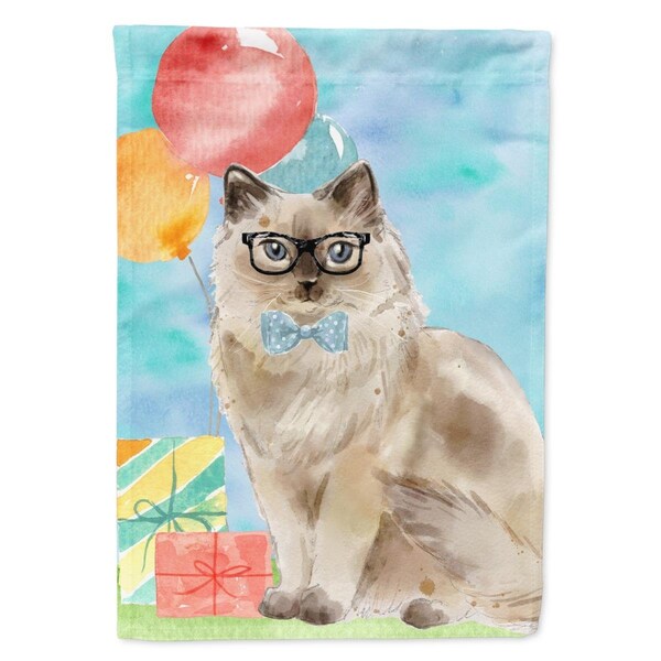 Carolines Treasures Ragdoll Happy Birthday Flag Canvas House Size - CK3172CHF