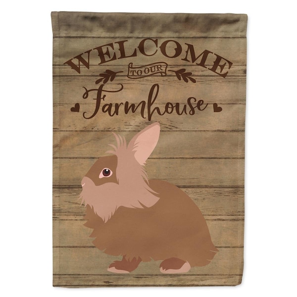 Carolines Treasures Lionhead Rabbit Welcome Canvas House Flag - 28 x 0.01 x 40 in. - CK6904CHF