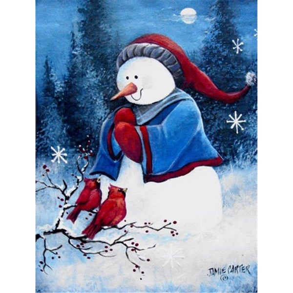 Carolines Treasures Hello Winter Friends Snowman Flag Canvas House Size - PJC1013CHF