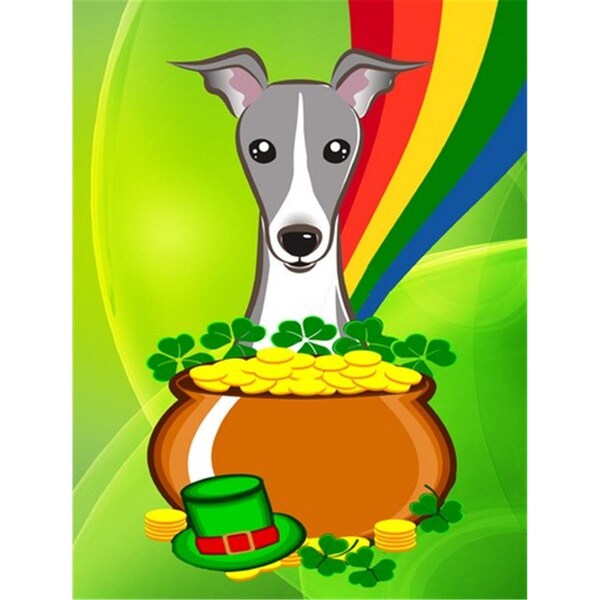 Patioplus Italian Greyhound St. Patricks Day Flag Garden - PA55785
