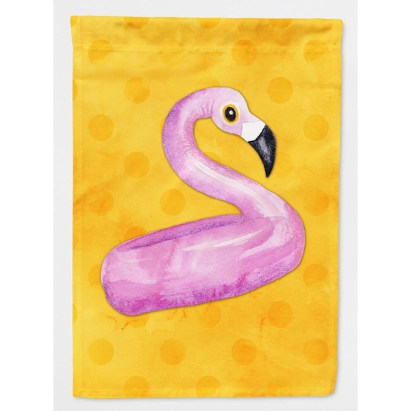Carolines Treasures Flamingo Floaty Yellow Polkadot Flag Canvas, House Size - BB8257CHF