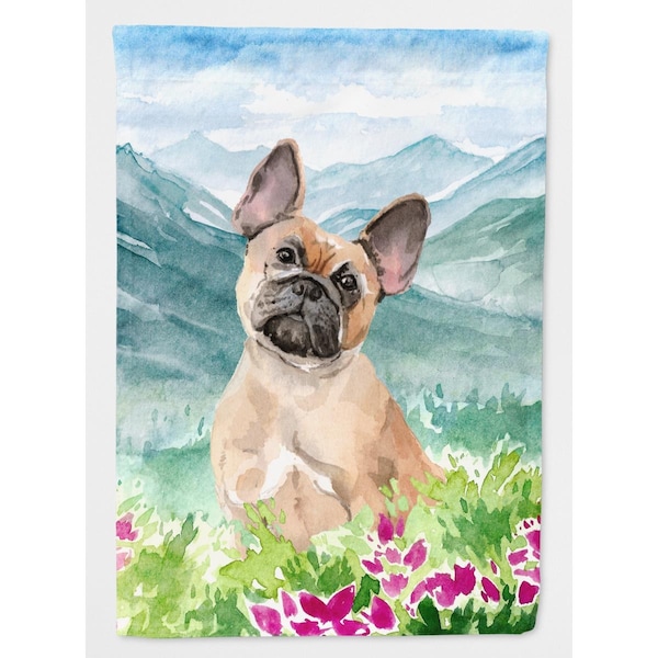 Patioplus Mountian Flowers Fawn French Bulldog Flag Canvas House Size - PA2886330