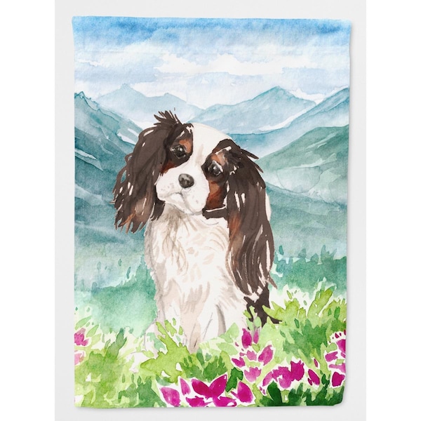 Patioplus Mountian Flowers Tricolor Cavalier Spaniel Garden Size Flag - PA2898672