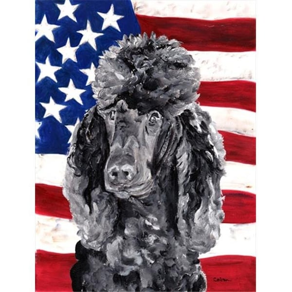 Carolines Treasures Carolines Treasures SC9626GF Black Standard Poodle with American Flag USA Flag Garden Size - SC9626GF