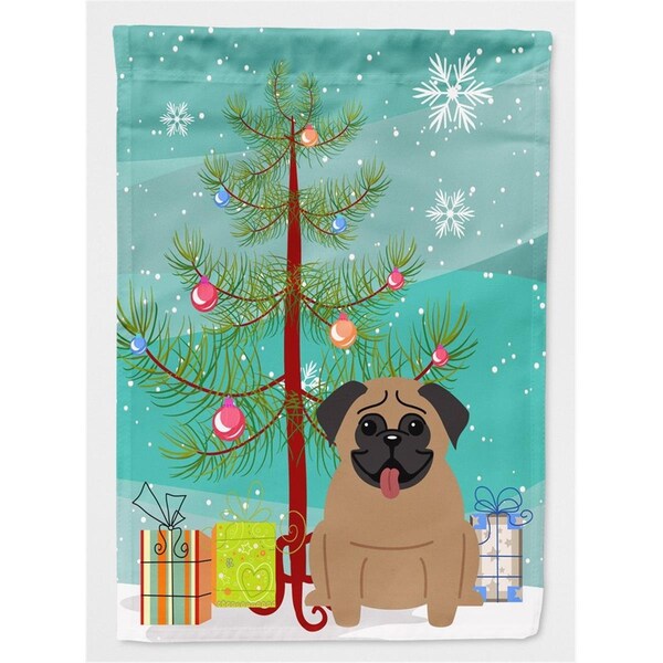 Patioplus Merry Christmas Tree Pug Brown Flag Garden Size - PA727572