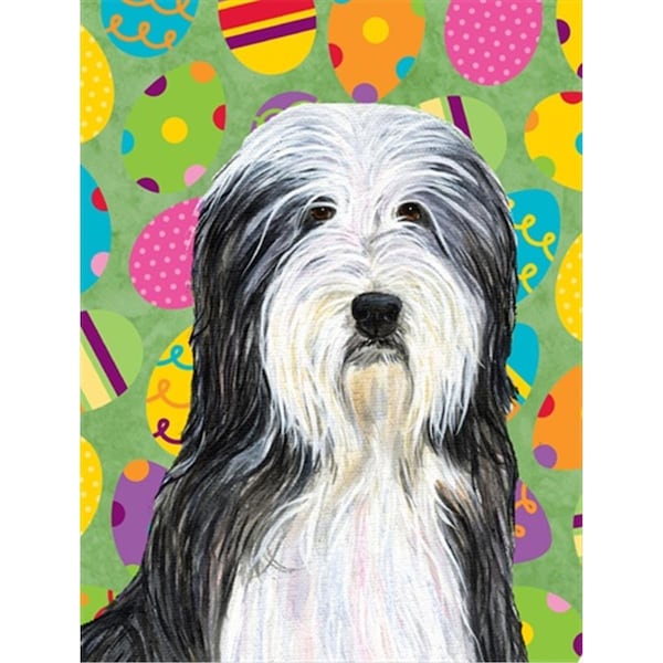 Patioplus 11 x 15 in. Bearded Collie Easter Eggtravaganza Garden Size Flag - PA247180