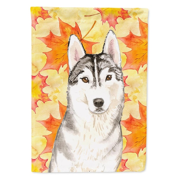 Carolines Treasures Fall Leaves Siberian Husky Flag Canvas House Size - CK1824CHF