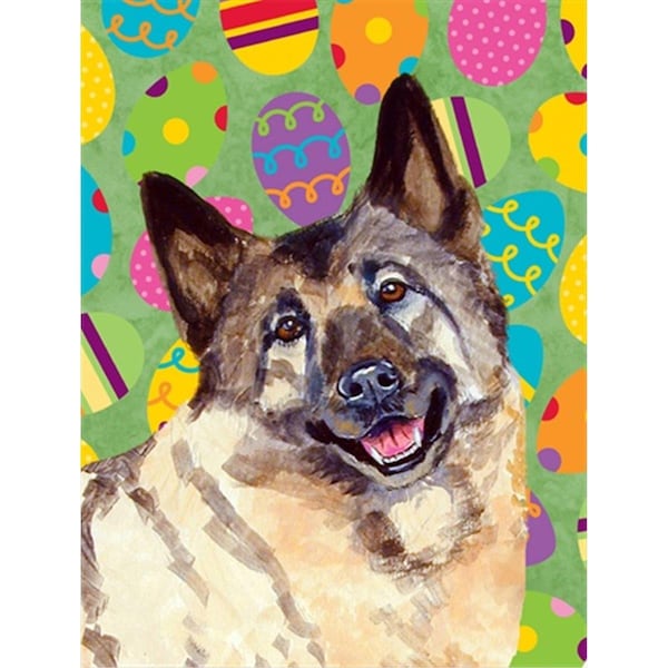 Patioplus 11 x 15 in. Norwegian Elkhound Easter Eggtravaganza Garden Size Flag - PA631257