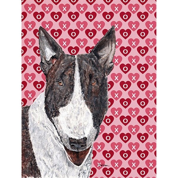 Carolines Treasures Bull Terrier Valentines Love Flag Canvas House Size - SC9561CHF