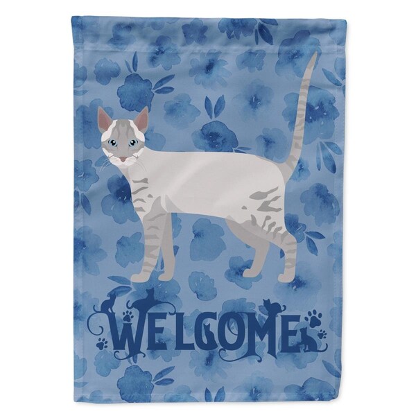 Carolines Treasures 28 x 0.01 x 40 in. Ojos Azules Cat Welcome Flag Canvas House Size - CK4933CHF