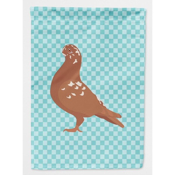 Carolines Treasures African Owl Pigeon Blue Check Canvas House Flag - BB8127CHF