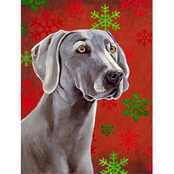 Carolines Treasures Carolines Treasures LH9341GF 11 x 15 In. Weimaraner Red And Green Snowflakes Holiday Christmas Flag; Garden Size - LH9341GF