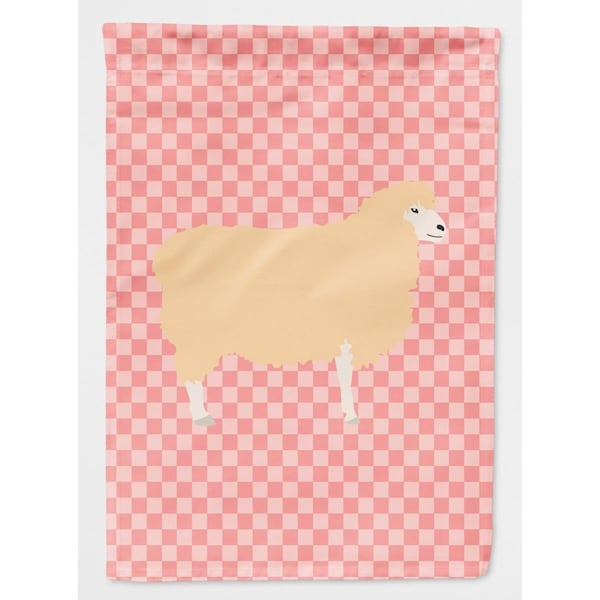 Carolines Treasures English Leicester Longwool Sheep Pink Check Canvas House Flag - BB7974CHF
