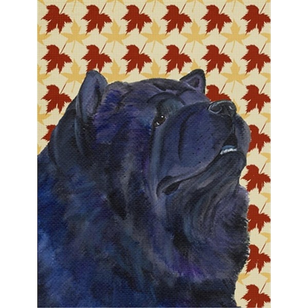 Carolines Treasures 40 x 40 in. Chow Chow Fall Leaves Portrait Flag Canvas House Size - SS4355CHF