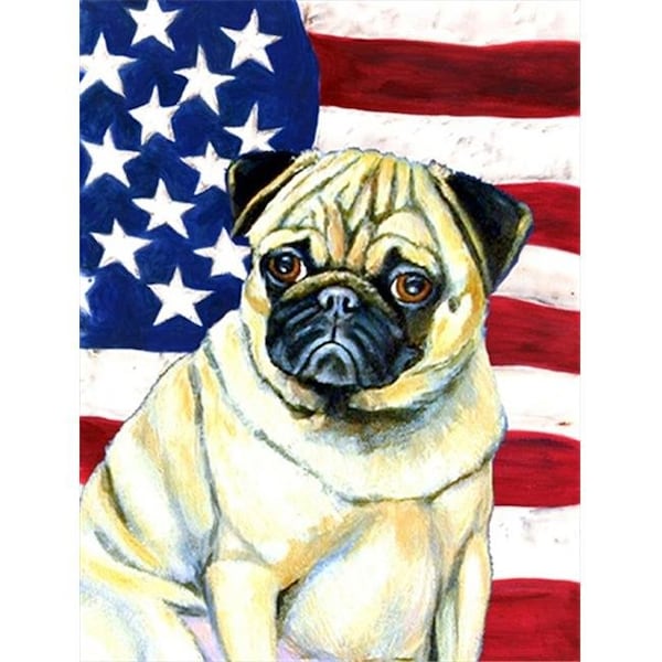 Carolines Treasures Carolines Treasures LH9002GF 11 x 15 In. Usa American Flag With Pug Flag; Garden Size - LH9002GF