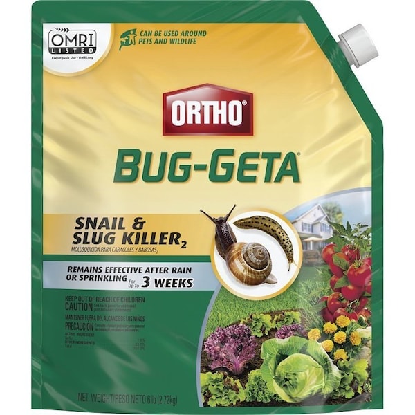 Ortho Bug-Geta Snail and Slug Killer, Granular, Ornamental, Vegetable Gardens, 6 lb Bag - 0475610