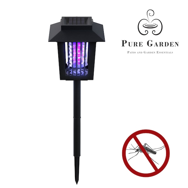 Pure Garden Solar Light and Insect Zapper, Black - 50-173-MOS