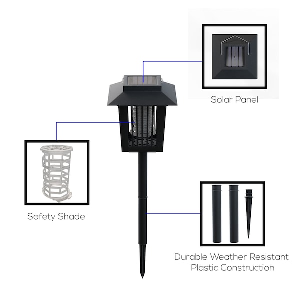 Pure Garden Solar Light and Insect Zapper, Black - 50-173-MOS