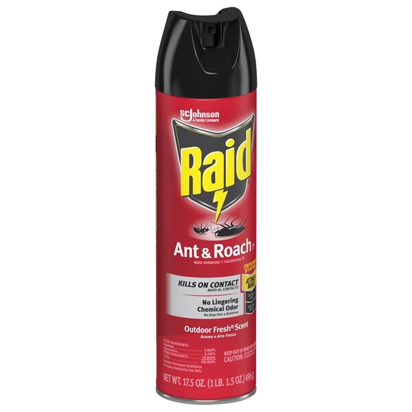 Sc Johnson Professional Raid Ant & Roach Killer, 17.5 oz, Aerosol, Fresh Outdoor Scent - 669798