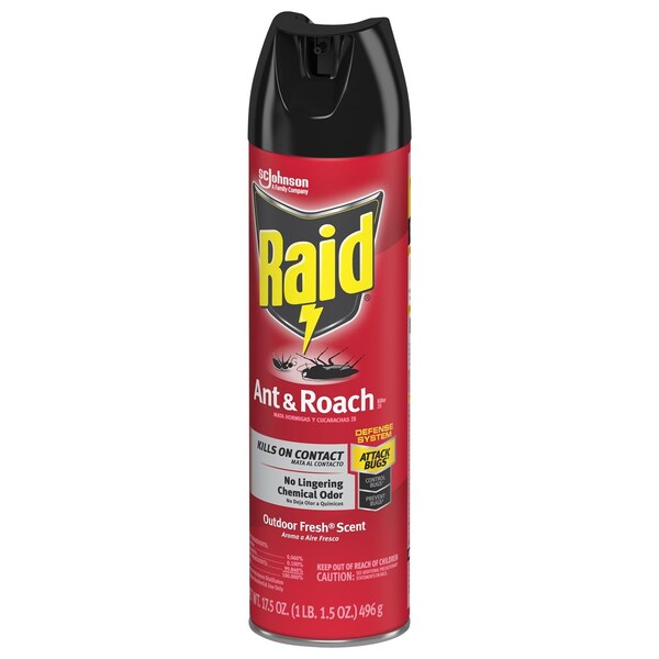 Sc Johnson Professional Raid Ant & Roach Killer, 17.5 oz, Aerosol, Fresh Outdoor Scent - 669798