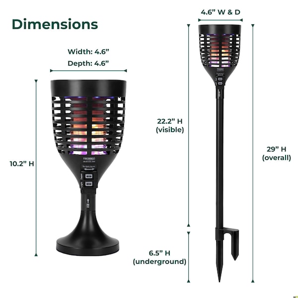 Techko Solar Bug Zapper Torch with 360 degrees Easy-Clean Brush - SZL-1102-1