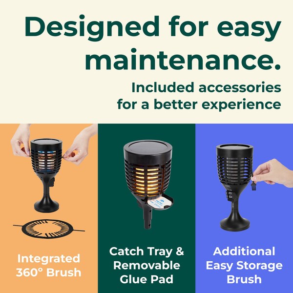 Techko Solar Bug Zapper Torch with 360 degrees Easy-Clean Brush - SZL-1102-1