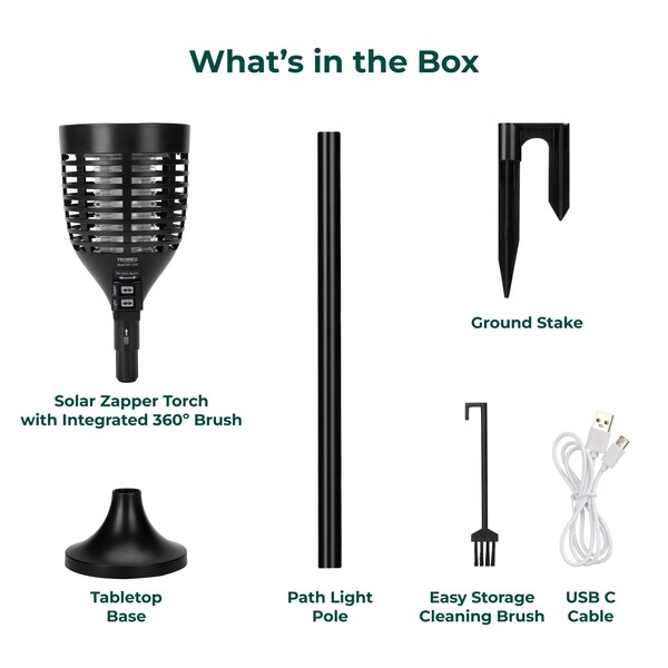Techko Solar Bug Zapper Torch with 360 degrees Easy-Clean Brush - SZL-1102-1