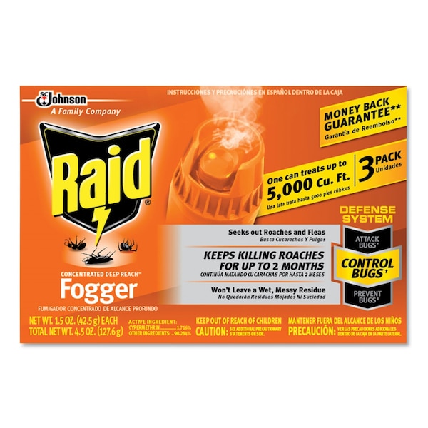 Raid Concentrated Deep Reach Fogger, 1.5 oz Aerosol Can, PK36 - 305690