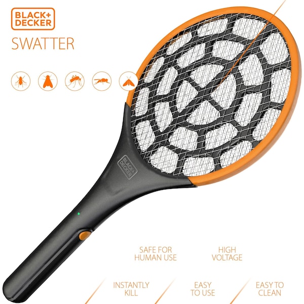 Black & Decker Battery Powered Bug Zapper Electric Fly Mosquito Swatter Racket- Non Toxic, Safe for Kids & Pets - BDXPC974