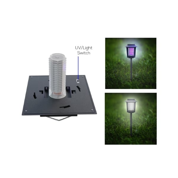 Nature Spring Solar Powered Light, Mosquito and Insect Bug Zapper, LED/UV Radiation Outdoor Stake Fixture - 673035OYL