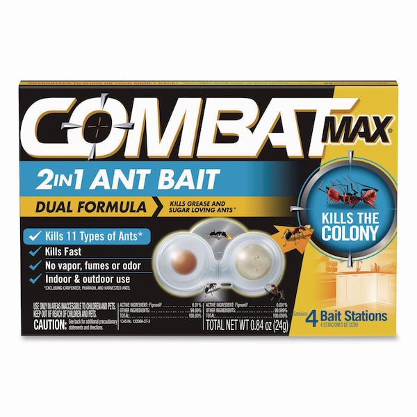 Combat Max 2-in-1 Ant Bait, 4/Pack, 8 Packs/Carton, 8PK - 23400 07172