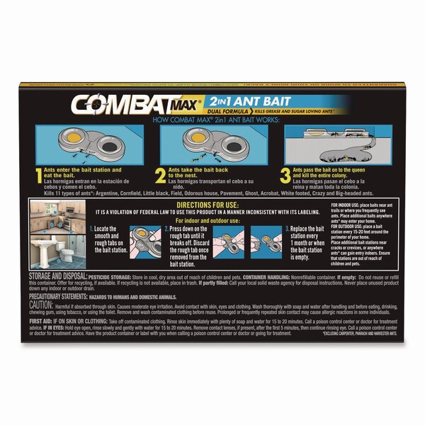 Combat Max 2-in-1 Ant Bait, 4/Pack, 8 Packs/Carton, 8PK - 23400 07172