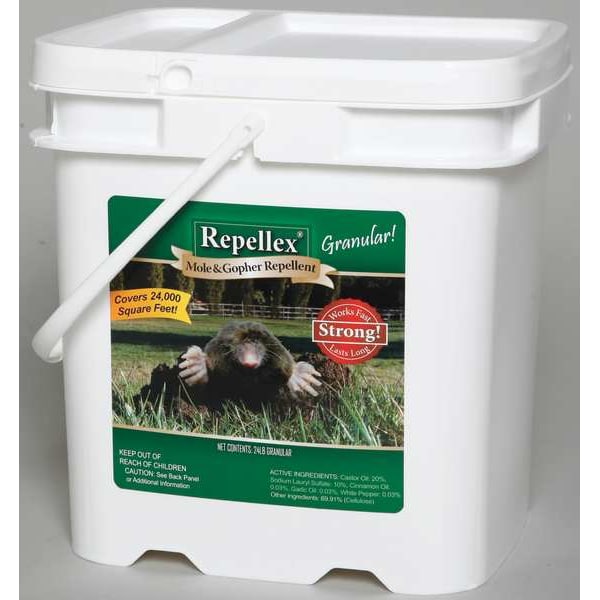 Repellex Mole & Gopher Repellent, 24 lb Bucket, Granules, Covers up to 24,000 Sq Ft - 10545