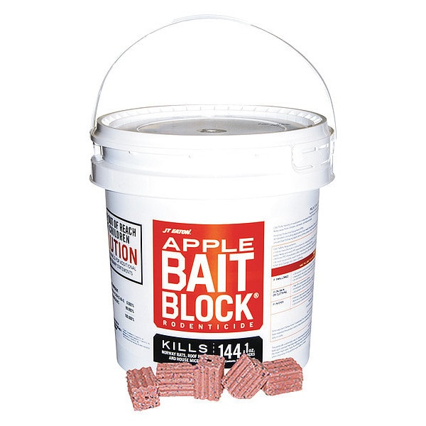 Jt Eaton Rodenticide Apple Bait Blocks, Diphacinone, 10.1 lb Pail, (144) 1 oz Blocks, Red - 709-AP