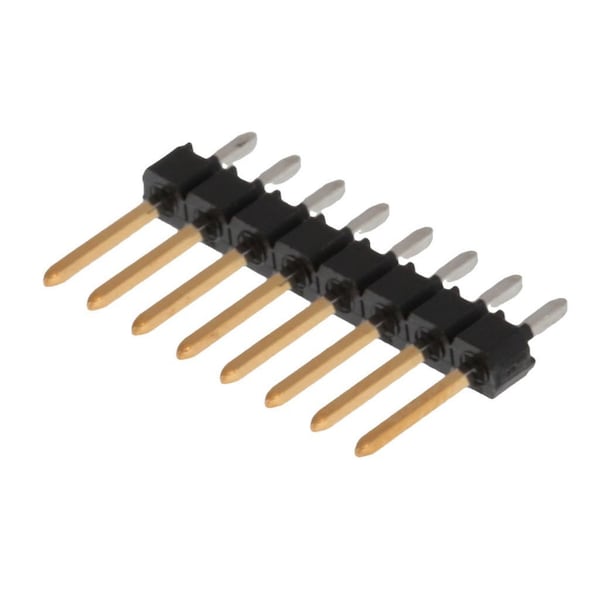 Conector de placa Molex, 8 contactos, 1 fila, macho, recto, paso de 0.1 pulgadas, terminal de soldadura, negro - 901200768
