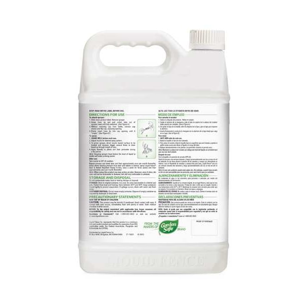 Liquid Fence Animal Repellent, 1 gal, Liquid, 12 in H - 70109