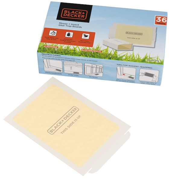 Black & Decker PreBaited Glue Traps for Mice, Spiders, Cockroaches and Other Insects, 36 Pack - BDXPC813