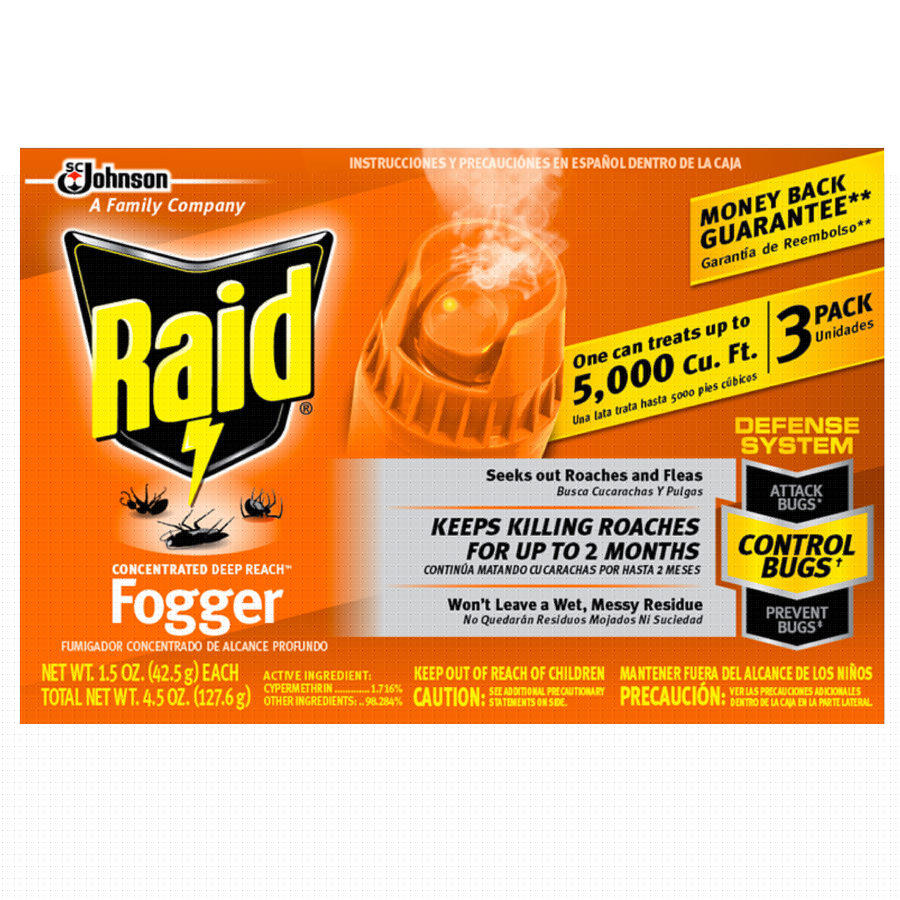Raid Concentrated Triple Pack Fogger 4.5 oz., PK12 - 77701