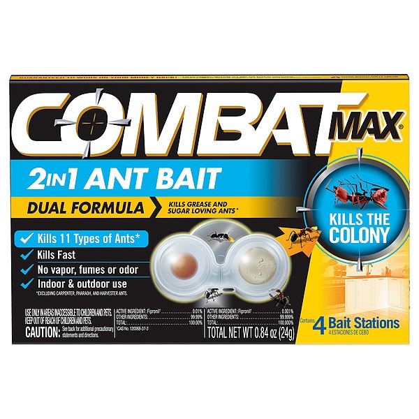 Combat 2-in-1 Ant Bait, Clear, 4 7/8 in W, PK8 - 07172