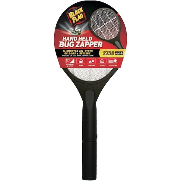Black Flag Battery Operated 2750V Handheld Racket-Style Bug Zapper - ZR-7936