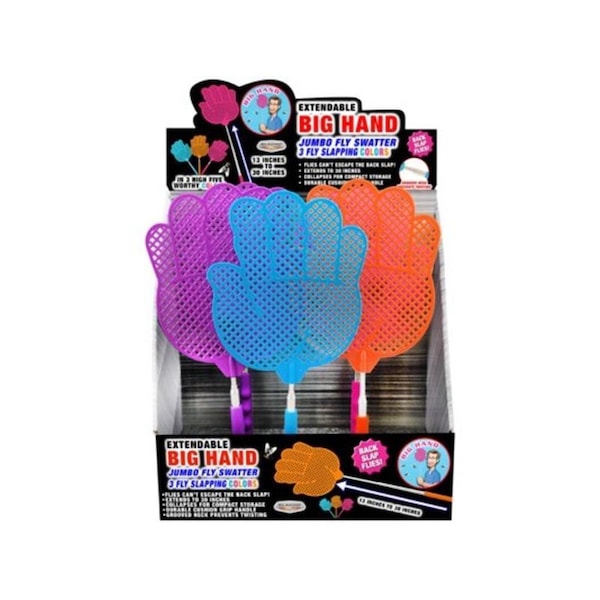 Hot House Designs 30 in. Extendable Big Hand Fly Swatter, Assorted Color - HO3297853