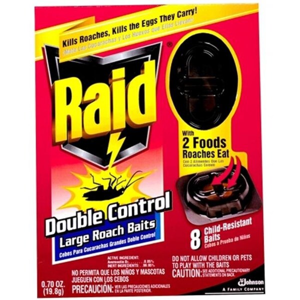 J Wax J Wax 15746 8CT Large Raid Double Control Roach Baits - Pack of 6 - 15746     8CT