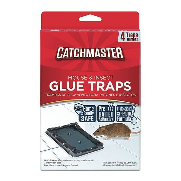 Catchmaster Mouse & Insect Glue Trap, 6 in W x 3-1/2 in H, Non-Toxic, PK 4 - 104