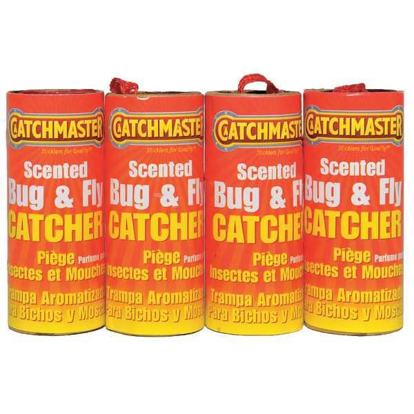 Catchmaster Scented Fly Ribbon Paper Trap, Indoor/Outdoor, 1-1/2 in W x 25 in H, Non-Toxic, PK 4 - 9144M4