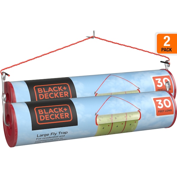 Black & Decker Hanging Fly Trap Paper Roll  Sticky Glue Paper, 30 Foot Roll - 2PK-BDXPC806