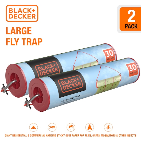 Black & Decker Hanging Fly Trap Paper Roll  Sticky Glue Paper, 30 Foot Roll - 2PK-BDXPC806