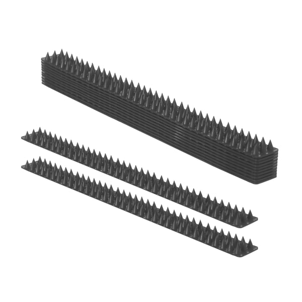Gardenised Pack of 10 Plastic Bird Deterrent Spikes, Anti-Climb Strips, Grey - QI004402.GN