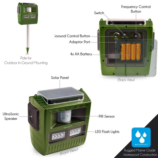 Serenelife Solar Bird And Animal Repeller - PSLBAR8