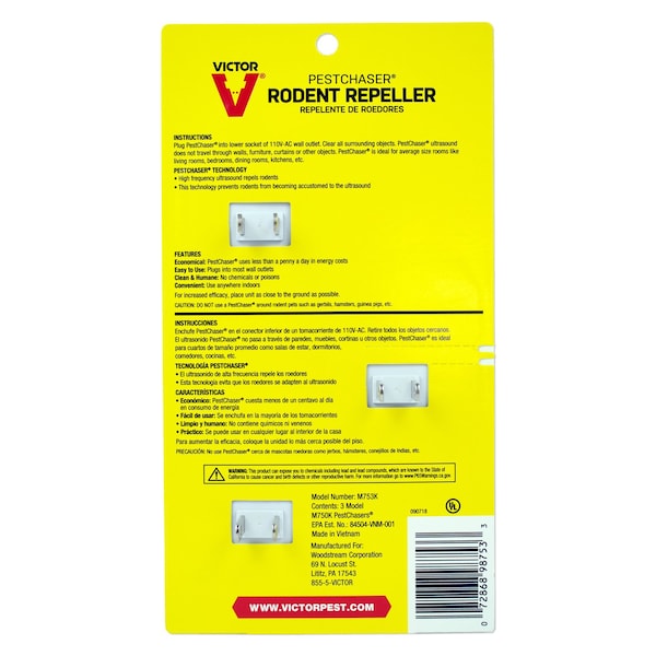 Victor Victor PestChaser Plug-In Electronic Pest Repeller For Rodents 3 pk - M753K